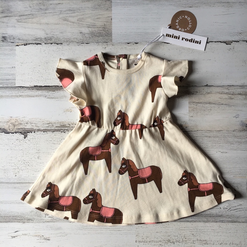 Mini Rodini NWT horses dress 4-9 Months